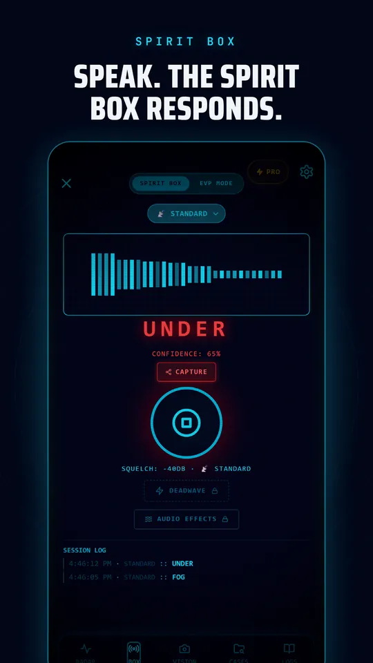 Spirit Box screen answering a question